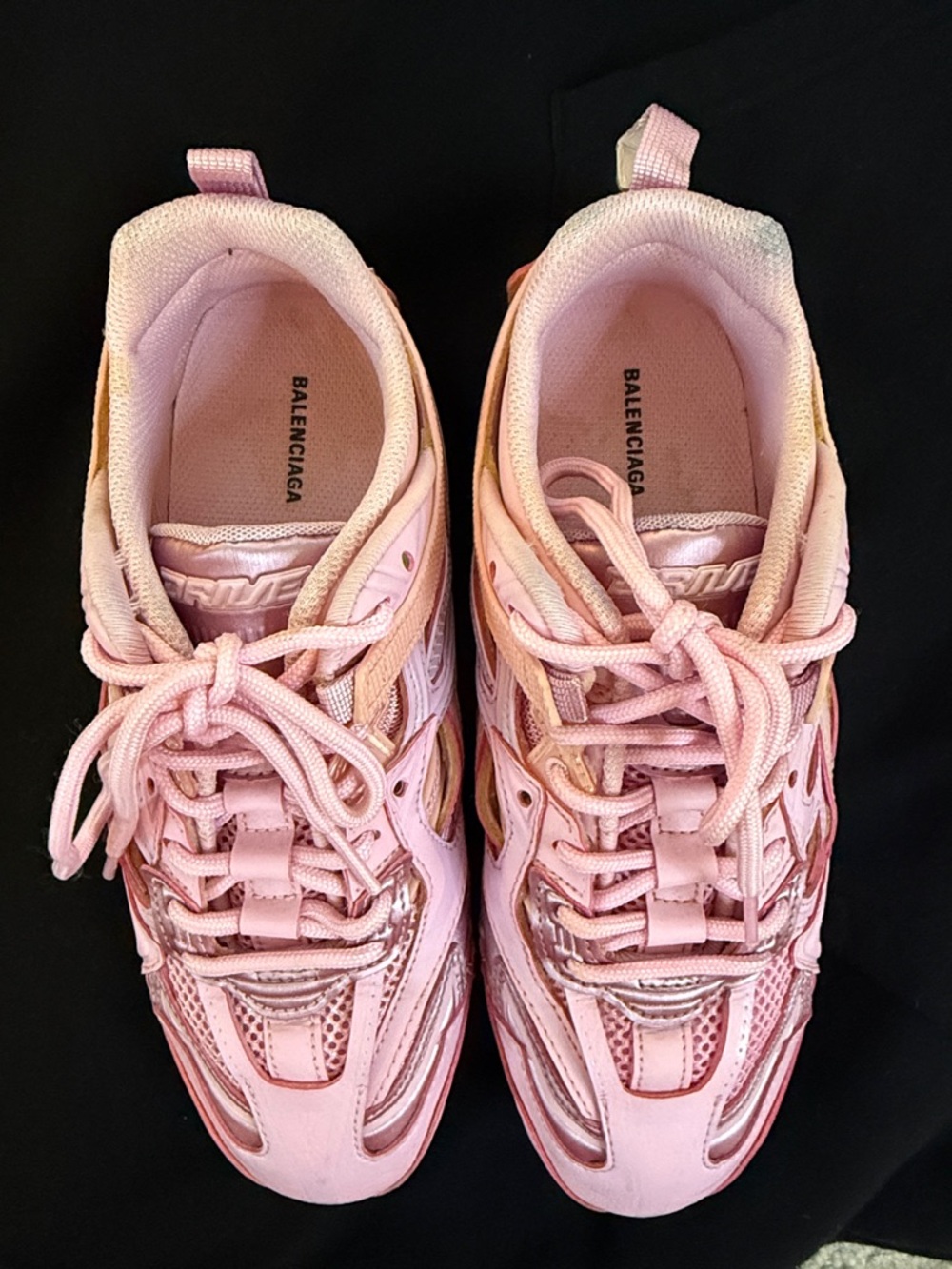 Balenciaga Pink Metallic-Trim Women's Sneakers